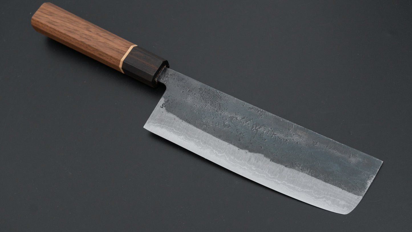 Hitohira Echizen NB White #2 Kurouchi Damascus Nakiri 165mm Walnut Handle (Ziricote Ferrule)