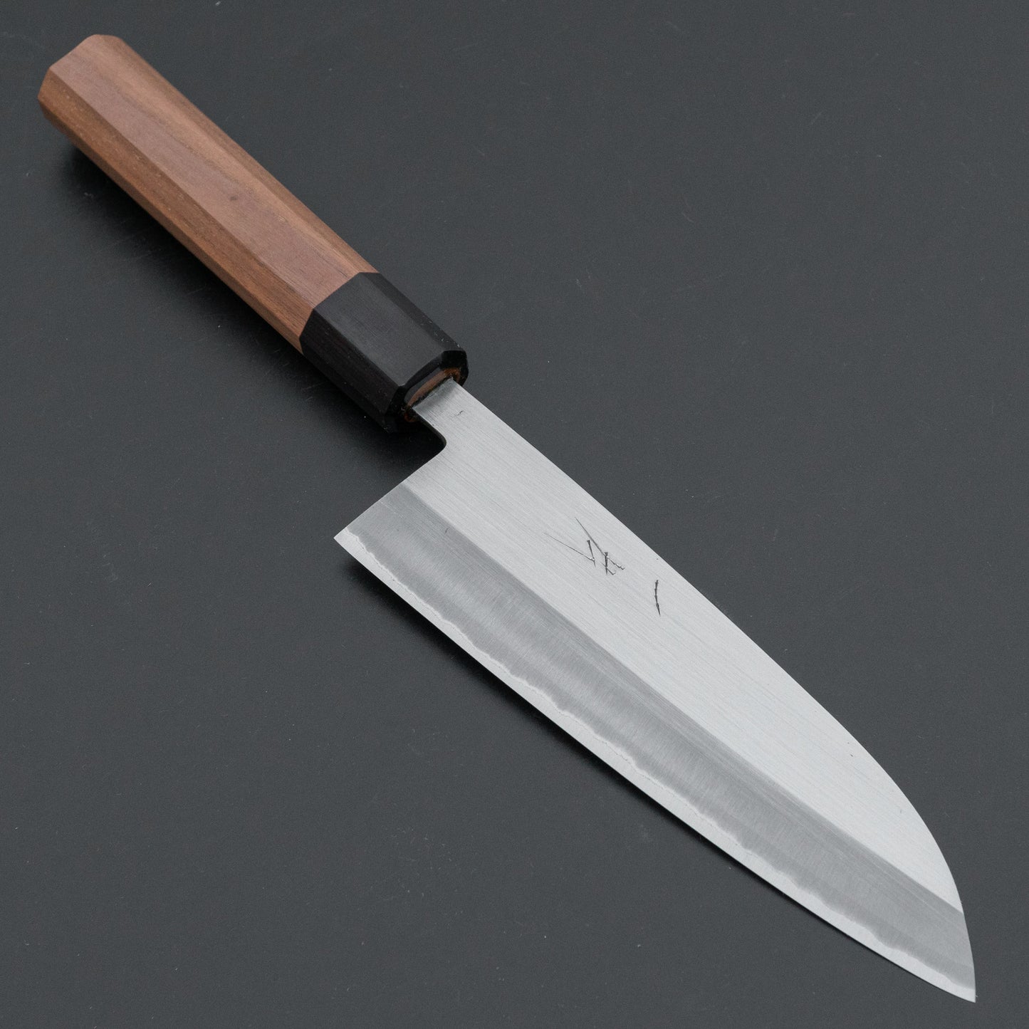 Hitohira Harima Forged Blue #2 Stainless Clad Migaki Santoku Walnut Handle