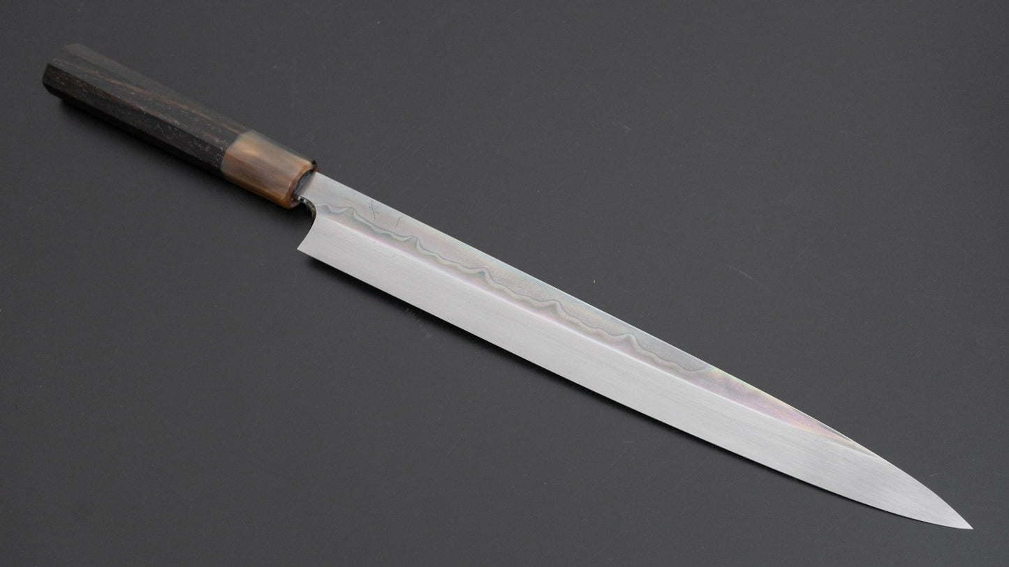 Hitohira Togashi White #1 Sanbonsugi Mizu Honyaki Yanagiba 300mm Taihei Ebony Handle (Saya) - HITOHIRA