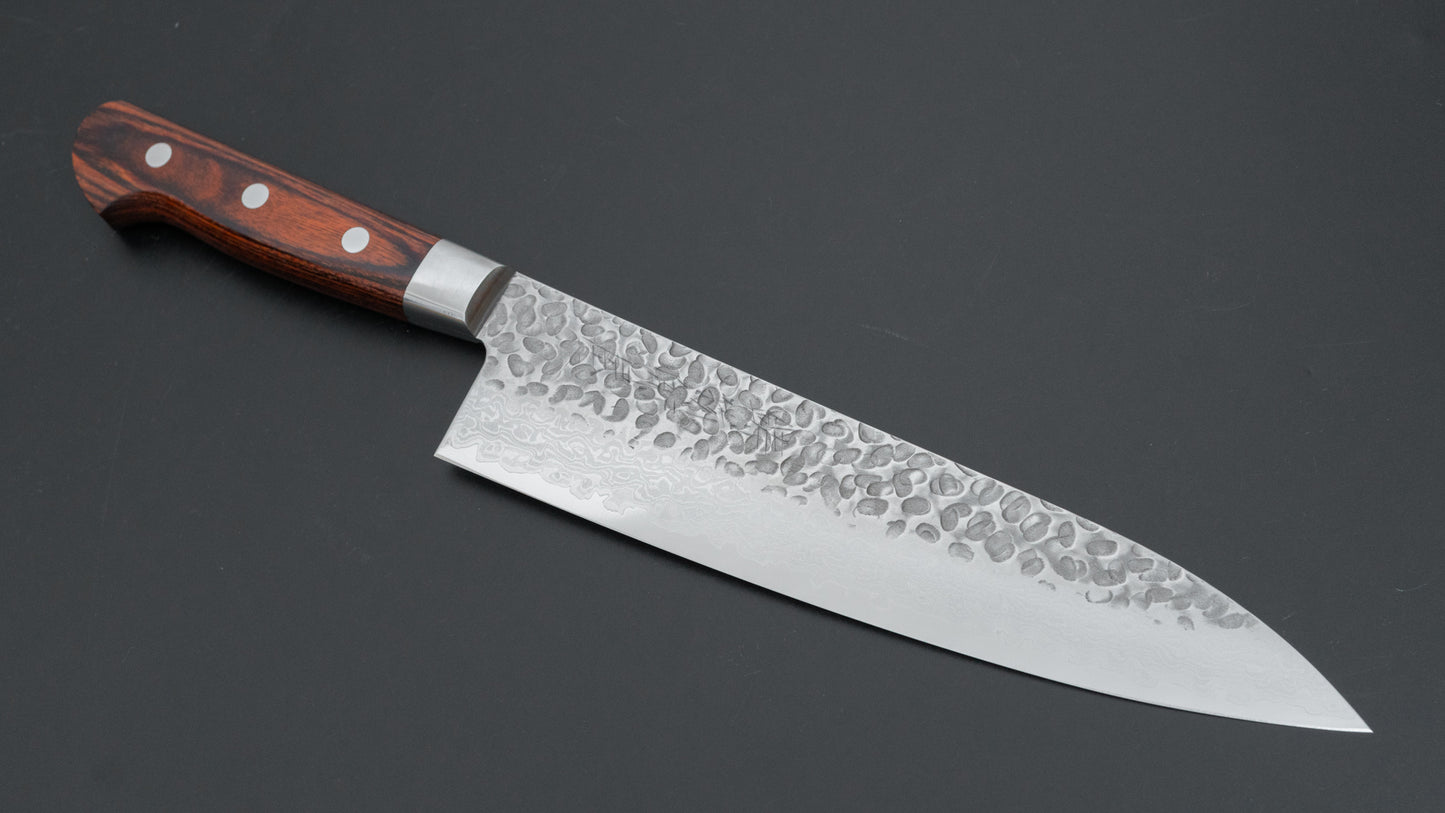 Hitohira Imojiya ST Tsuchime Damascus Gyuto 210mm Imitation Mahogany Handle (Yo)