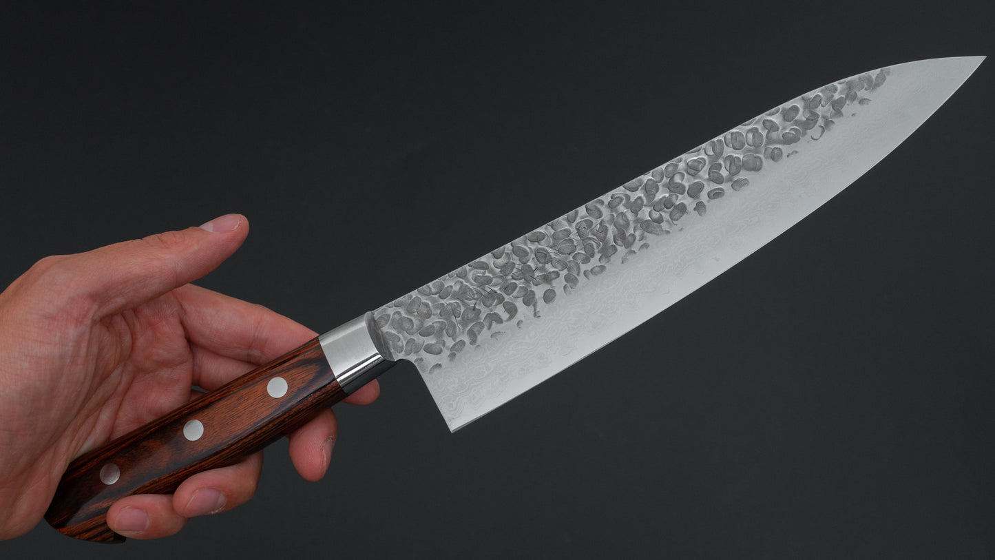 Hitohira Imojiya ST Tsuchime Damascus Gyuto 210mm Imitation Mahogany Handle (Yo)