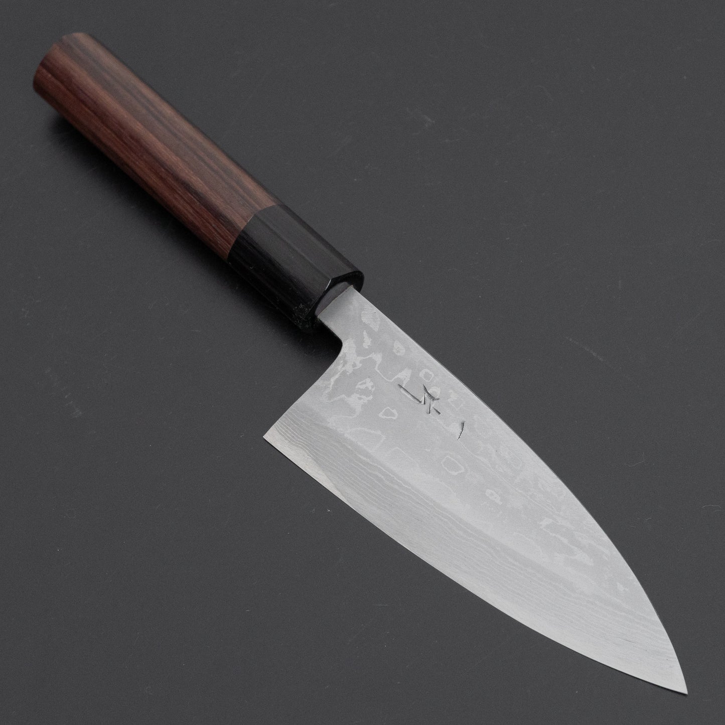 Hitohira Echizen Blue #2 Damascus Deba 120mm Rosewood Handle (Thin) - HITOHIRA