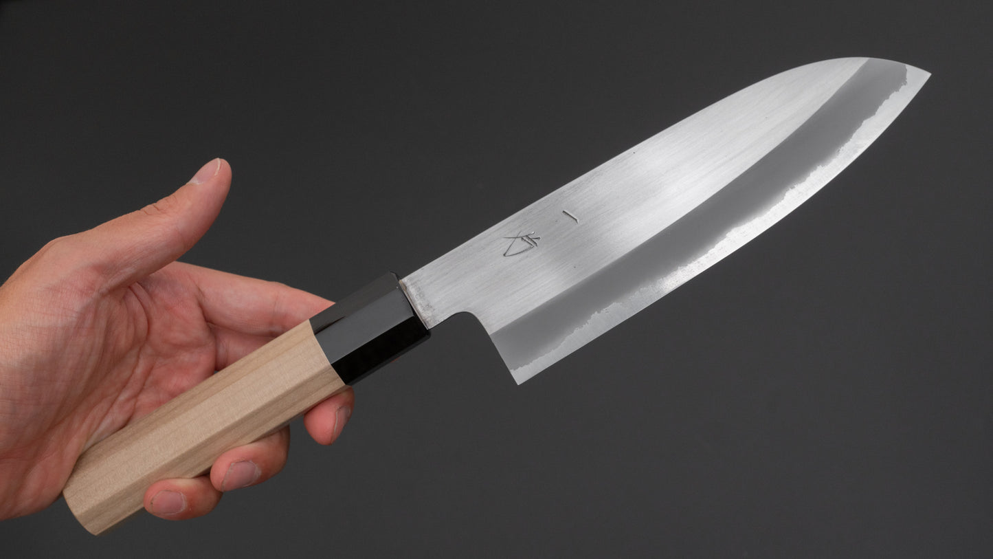 Hitohira Hinode Migaki White #2 Santoku 165mm Ho Wood Handle (#02)