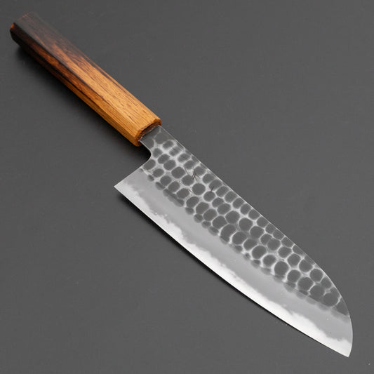 Hitohira Hinode Tsuchime White #2 Santoku 180mm Burnt Oak Handle (#11)