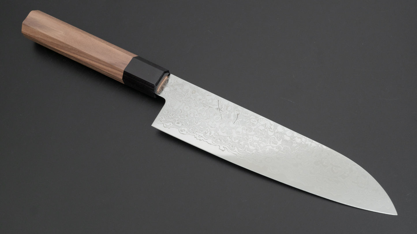 Hitohira HG Damascus Santoku Walnut Handle