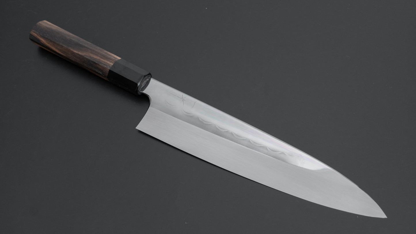 Hitohira Togashi White #1 Notaremon Mizu Honyaki Gyuto 240mm Kurokaki Persimmon Handle (#100/ Saya)