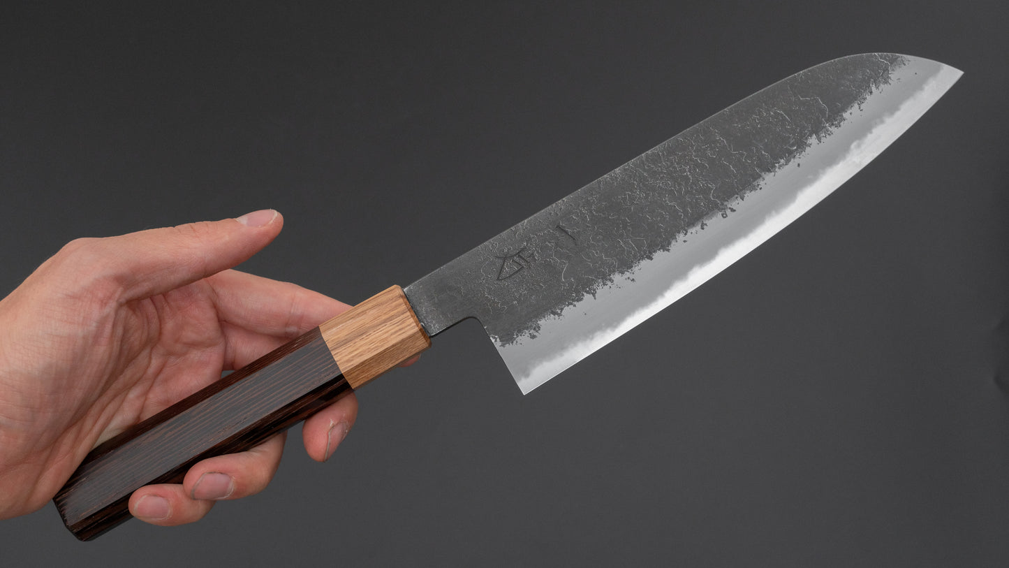 Hitohira Hinode Nashiji White #2 Santoku 180mm Wenge Handle