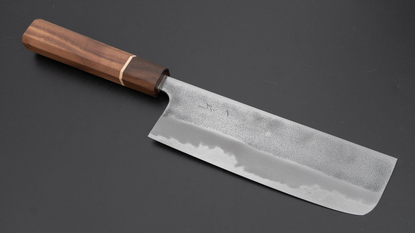 Hitohira YG Nashiji White #2 Nakiri 165mm Walnut Handle (Ziricote Ferrule)