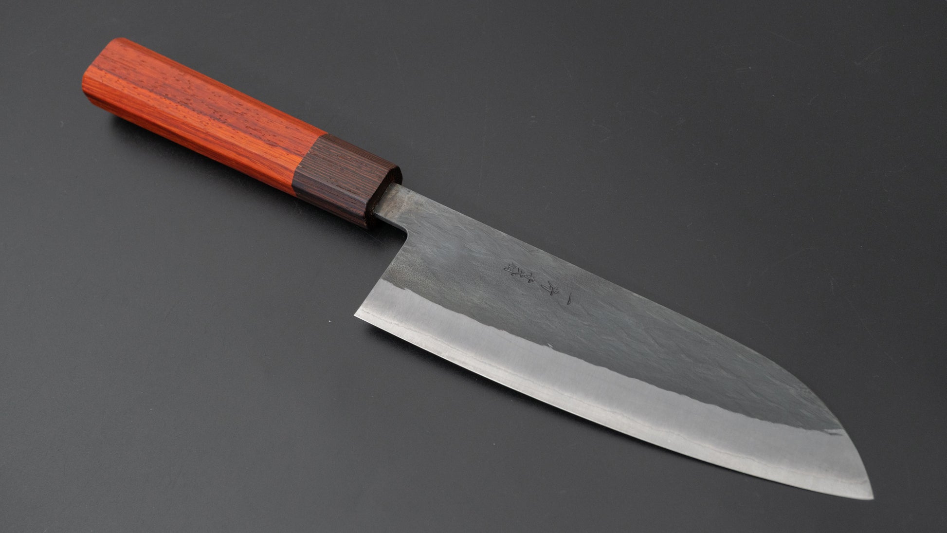 Hitohira TD Blue #2 Stainless Clad Kurouchi Santoku 165mm Padauk Handle - HITOHIRA