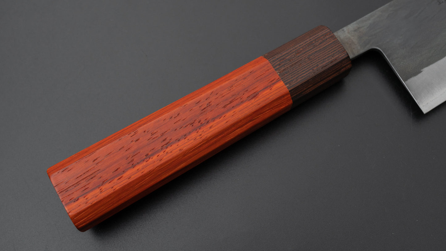 Hitohira TD Blue #2 Stainless Clad Kurouchi Santoku 165mm Padauk Handle - HITOHIRA