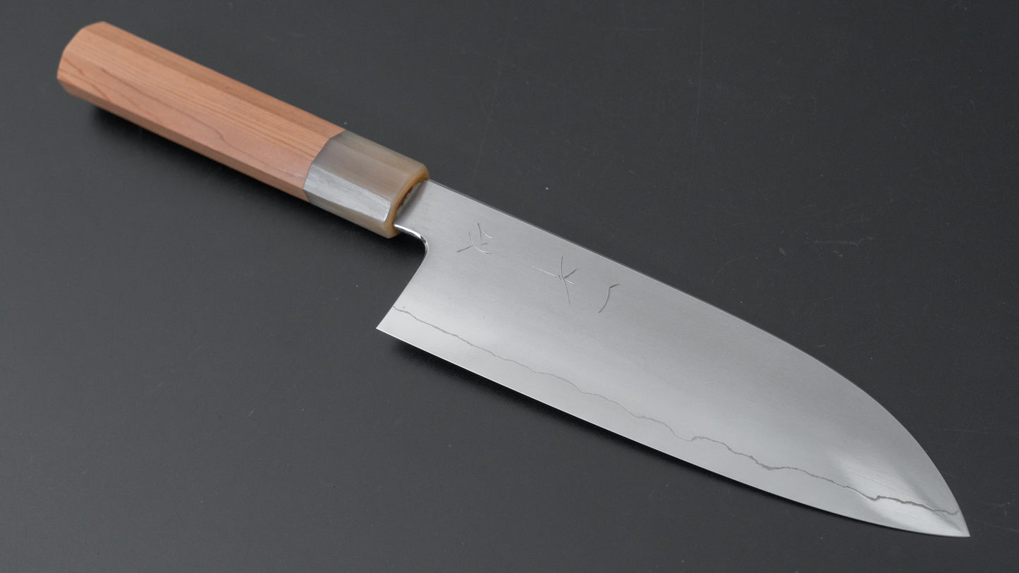 Hitohira Kikuchiyo Izo Silver #3 Santoku Yakusugi Cedar Handle - HITOHIRA