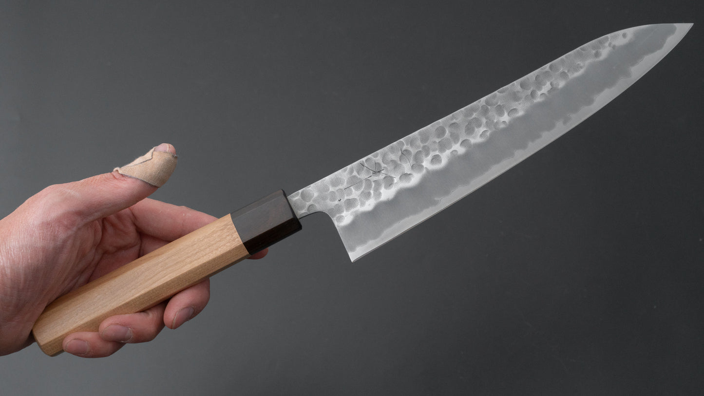 Hitohira Futana White #2 Migaki Tsuchime Gyuto 210mm Cherry Wood Handle - HITOHIRA