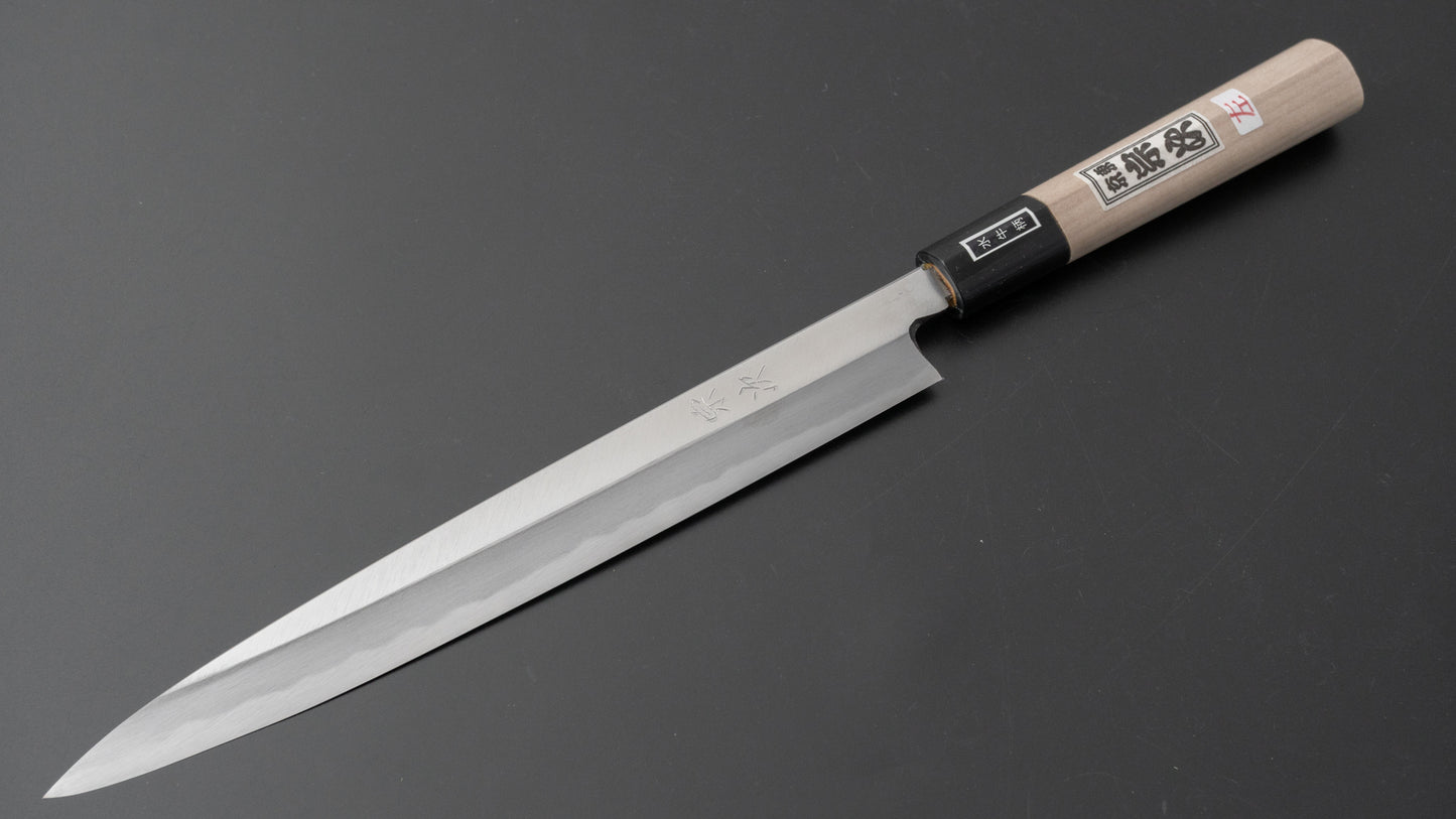 Morihei Munetsugu White #2 Left-Handed Yanagiba 240mm Ho Wood Handle - HITOHIRA