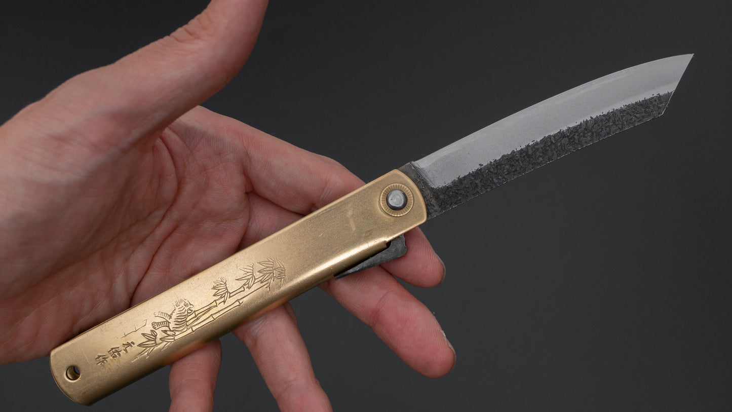 Higonokami Motosuke Folding Knife X Large Brass Handle (#16Y K)