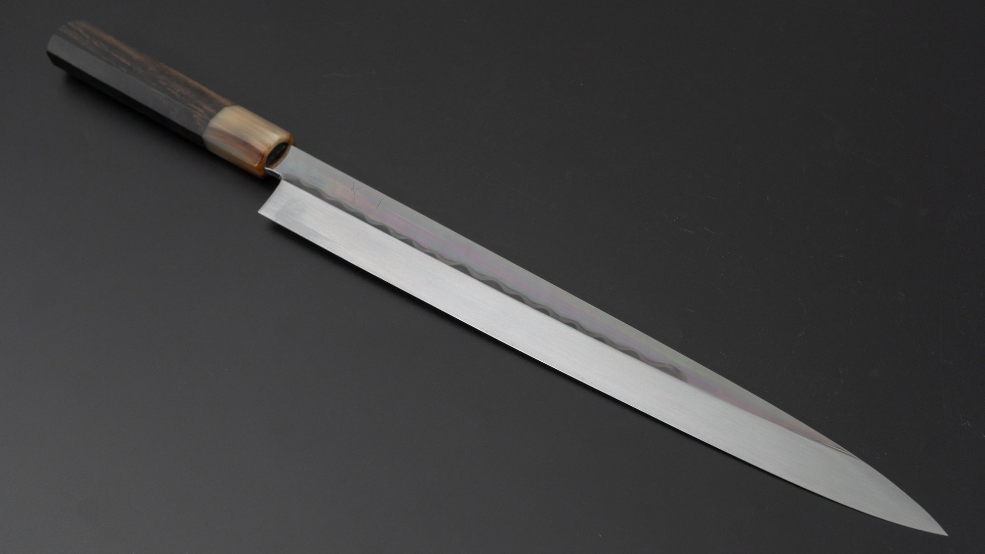 Hitohira Togashi White #2 Mizu Honyaki Yanagiba 330mm Taihei Ebony Handle (Saya) - HITOHIRA