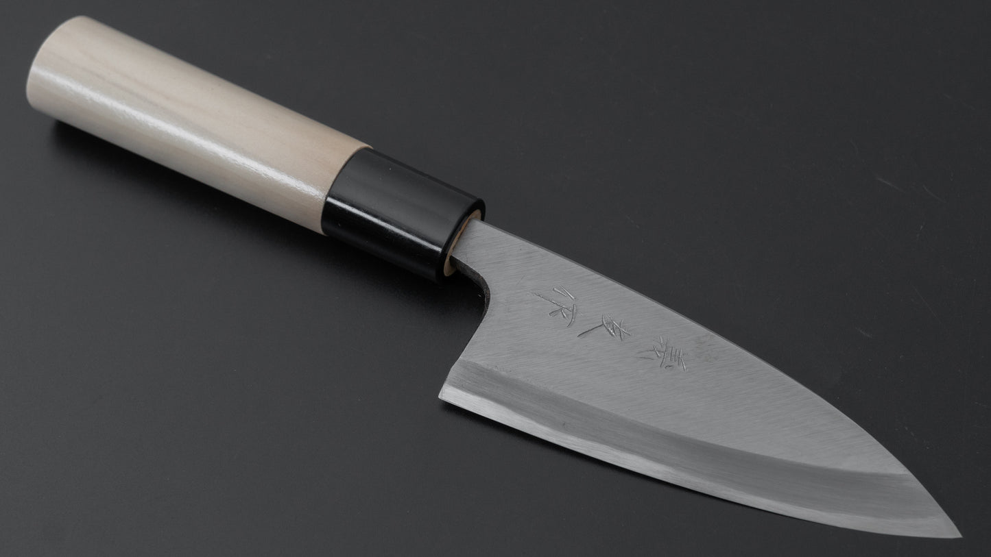 Morihei Yoshitomo Deba 105mm Poplar Handle - HITOHIRA