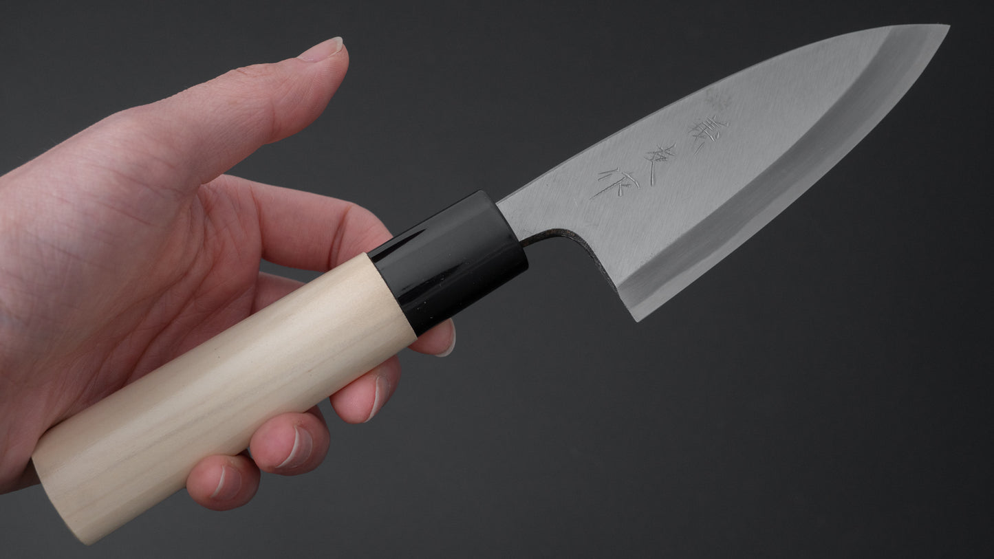 Morihei Yoshitomo Deba 105mm Poplar Handle - HITOHIRA