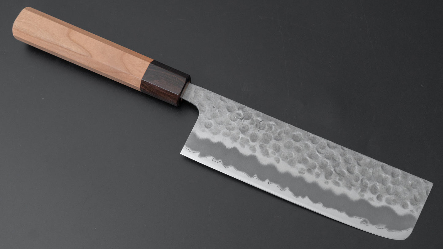 Hitohira Futana White #2 Migaki Tsuchime Nakiri 165mm Cherry Wood Handle - HITOHIRA