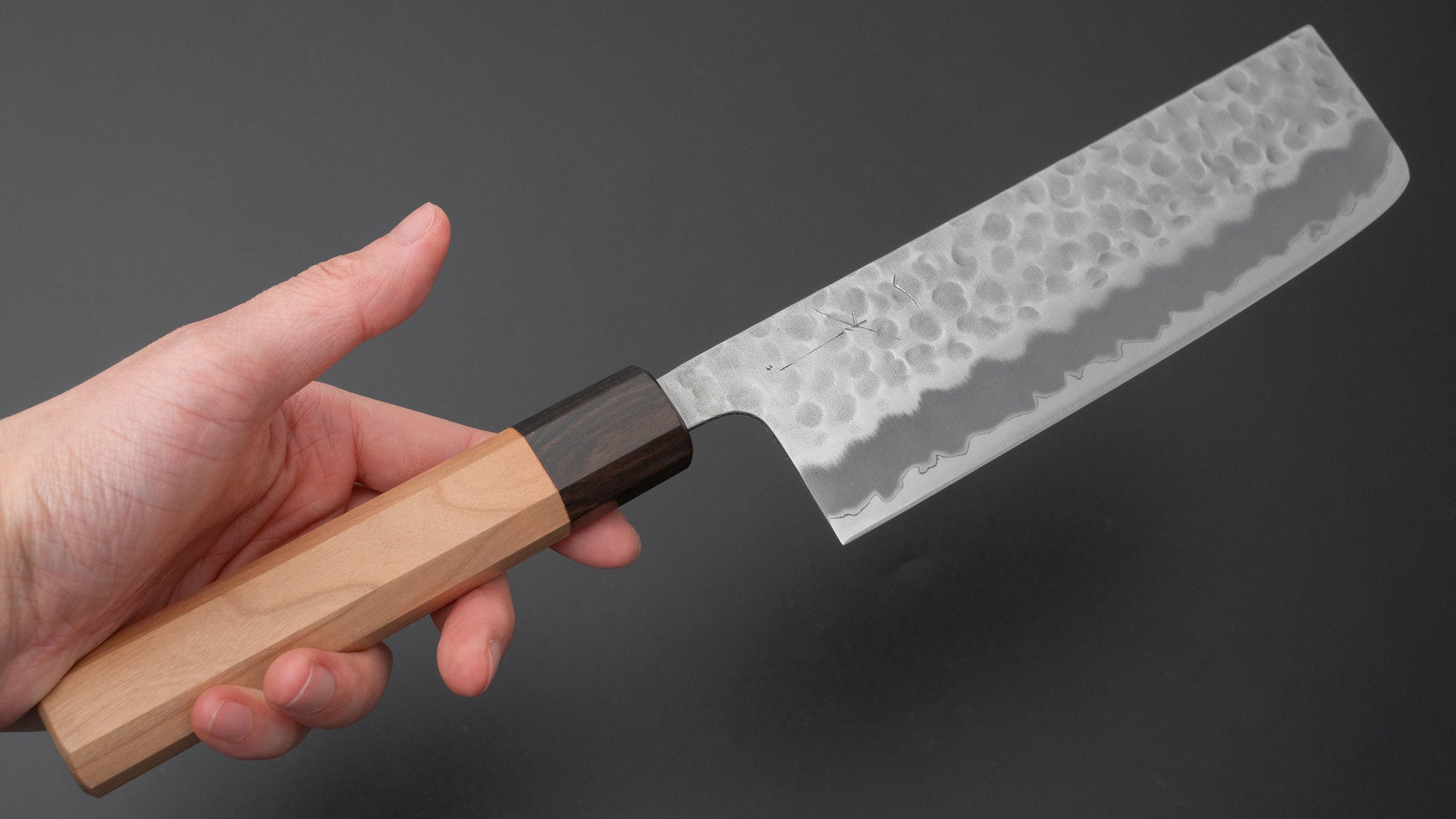 Hitohira Futana White #2 Migaki Tsuchime Nakiri 165mm Cherry Wood Handle - HITOHIRA