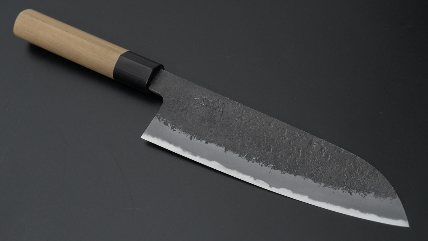 Hitohira Hinode Nashiji White #2 Santoku 180mm Ho Wood Handle (D-Shape) - HITOHIRA