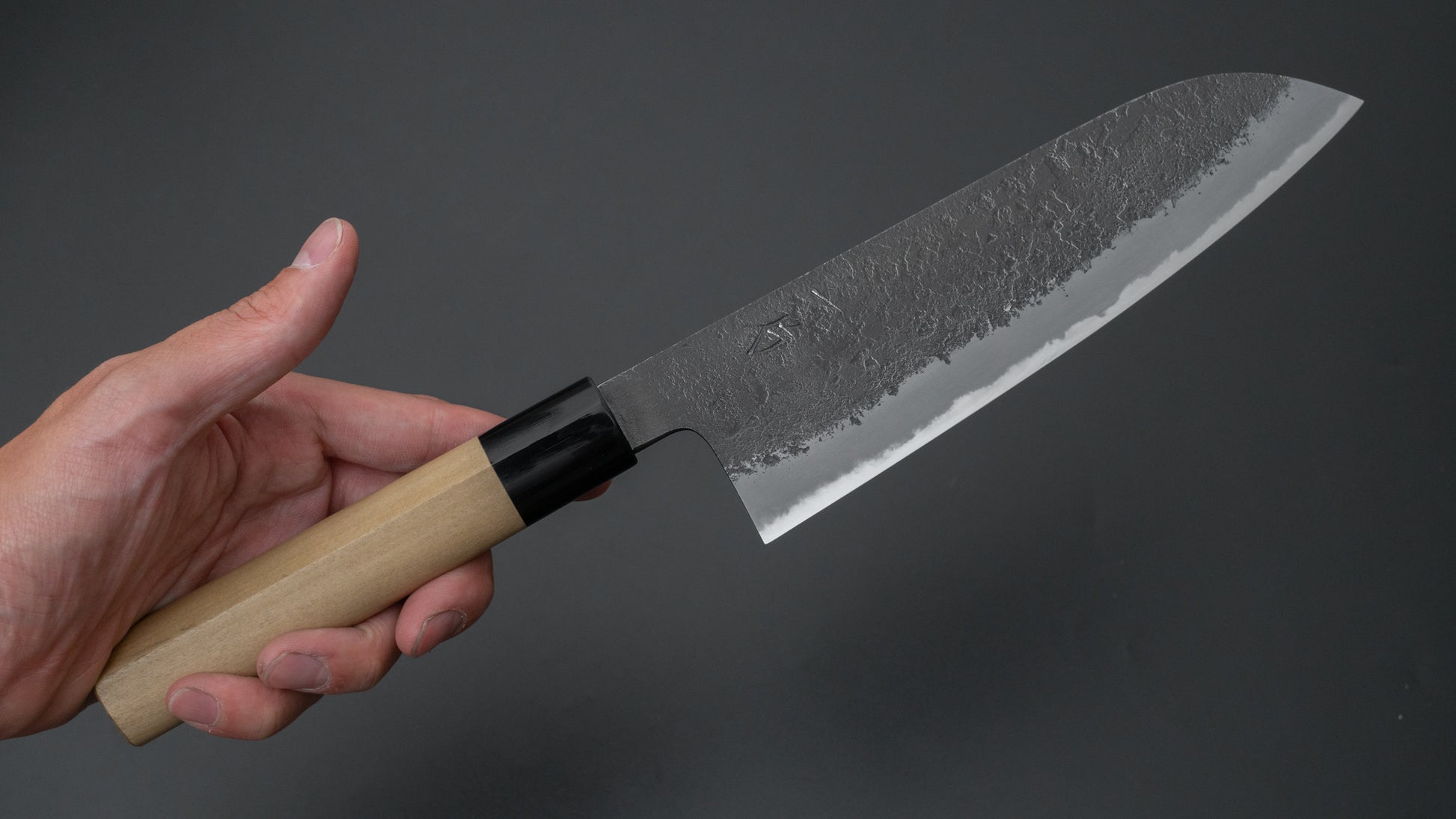 Hitohira Hinode Nashiji White #2 Santoku 180mm Ho Wood Handle (D-Shape) - HITOHIRA