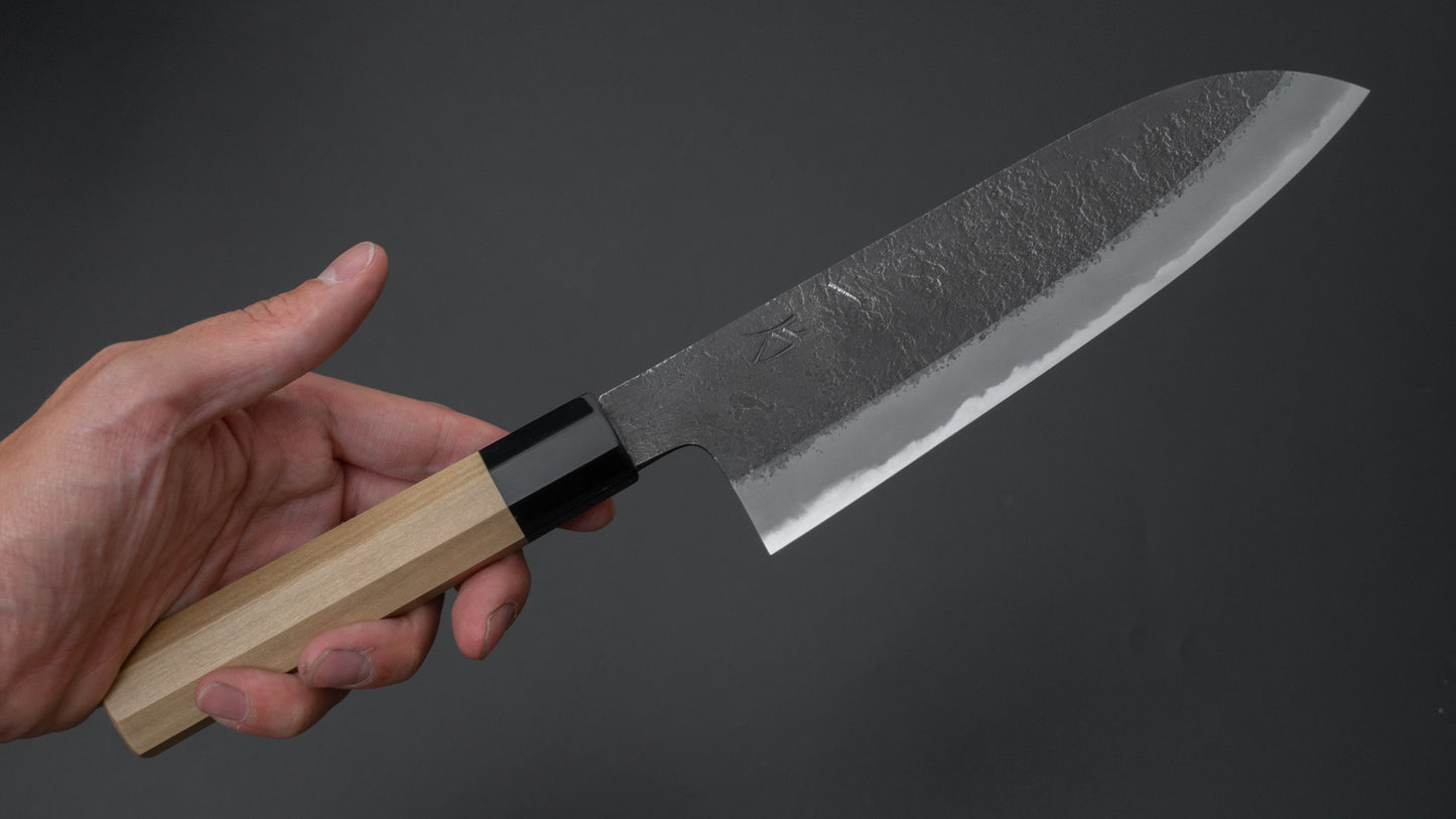 Hitohira Hinode Nashiji White #2 Santoku 180mm Ho Wood Handle - HITOHIRA