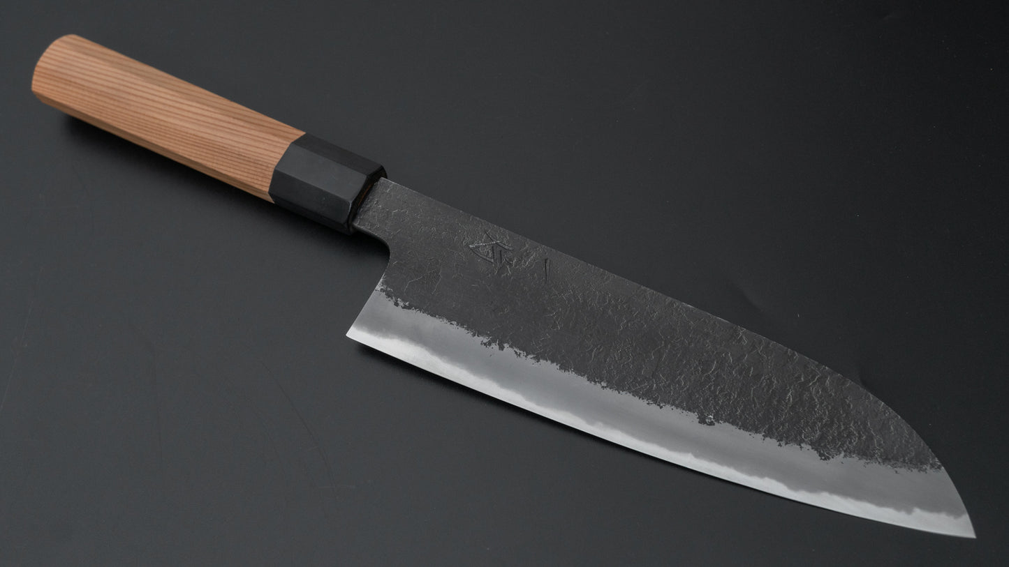 Hitohira Hinode Nashiji White #2 Santoku 180mm Yakusugi Cedar Handle - HITOHIRA