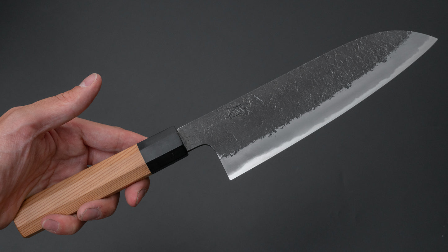 Hitohira Hinode Nashiji White #2 Santoku 180mm Yakusugi Cedar Handle - HITOHIRA