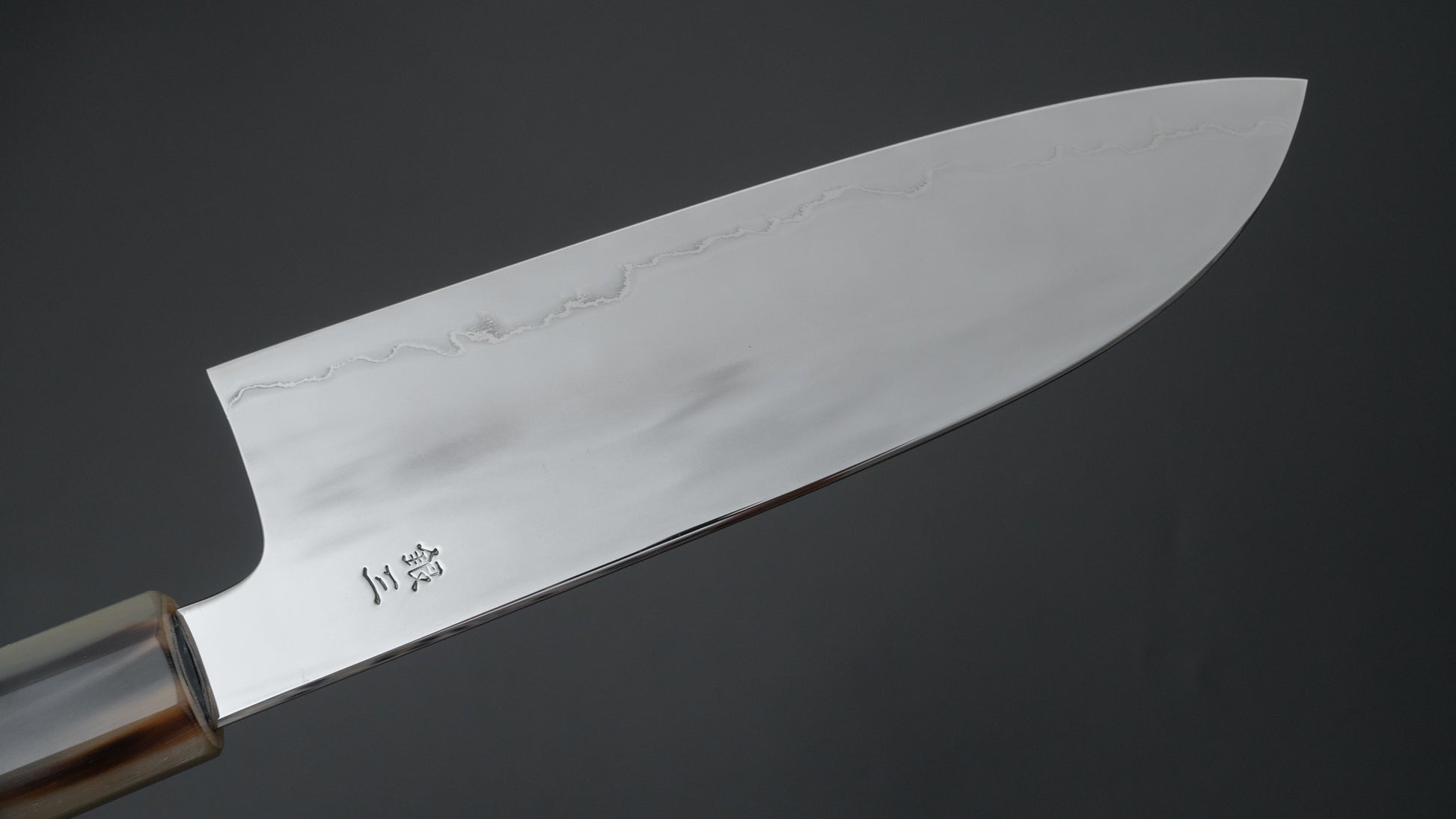 Hitohira Kikuchiyo Rou Silver #3 Fully Mirror Polished Santoku Taihei Makassar Ebony Handle - HITOHIRA