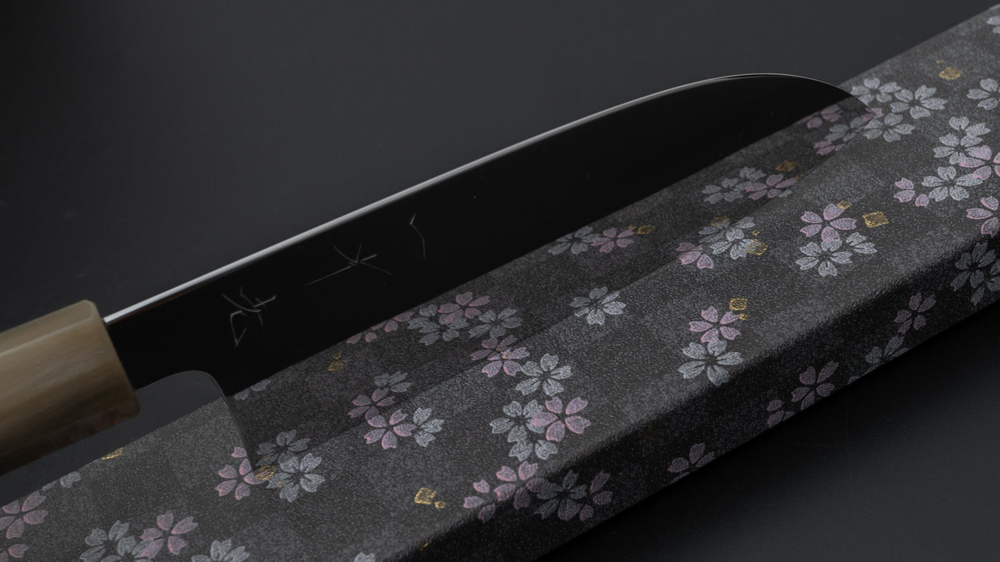 Hitohira Kikuchiyo Rou Silver #3 Fully Mirror Polished Santoku Taihei Makassar Ebony Handle - HITOHIRA