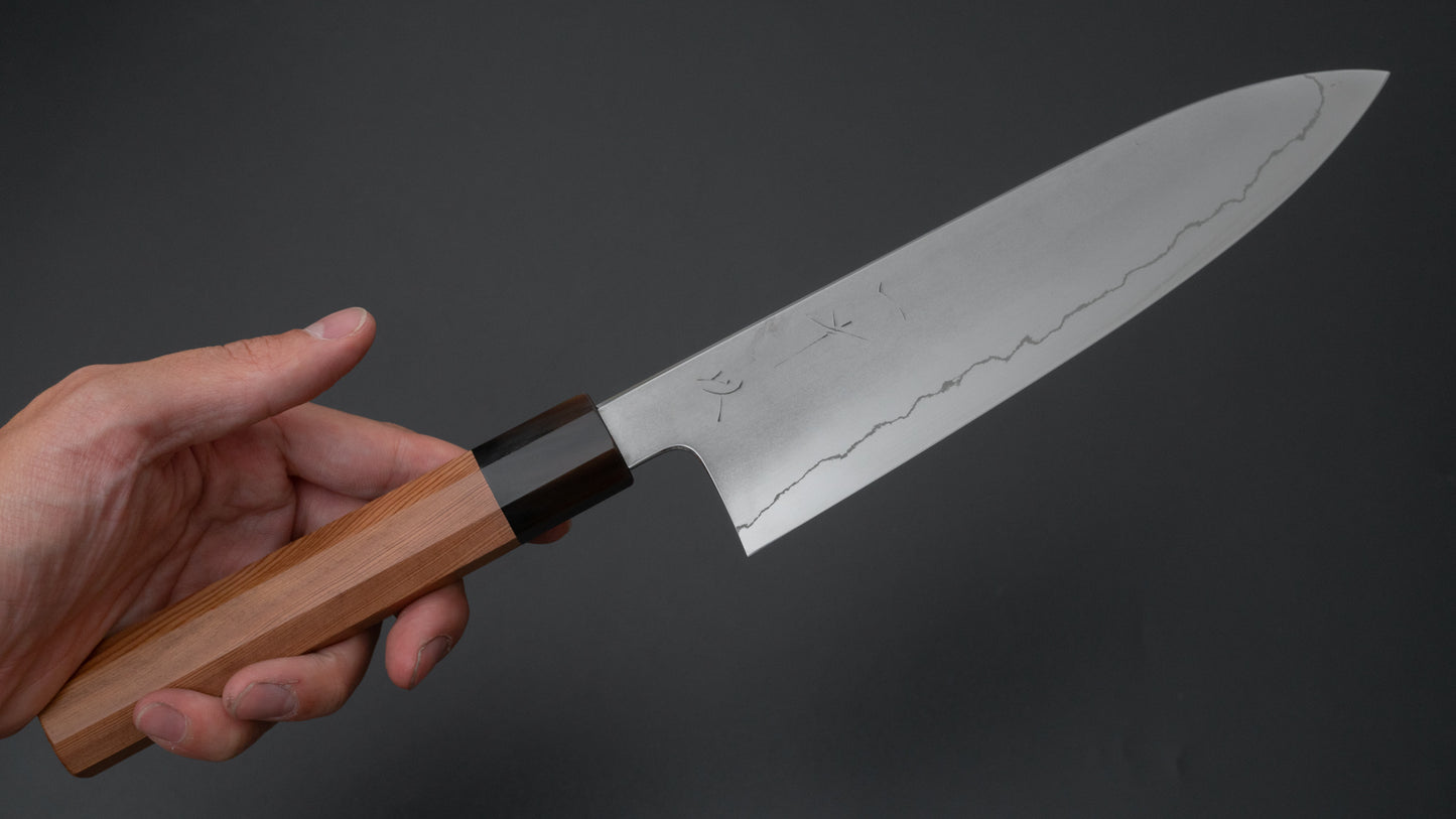 Hitohira Kikuchiyo Izo Silver #3 Gyuto 210mm Yakusugi Cedar Handle - HITOHIRA