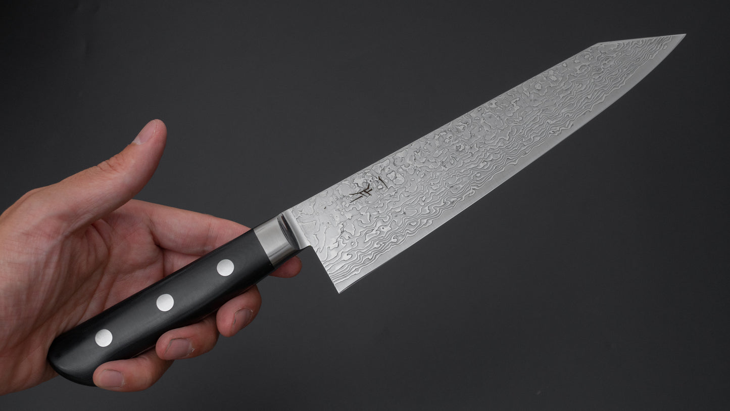 Hitohira FJ SG2 Nickel Damascus White Kiritsuke Gyuto 210mm Linen Micarta Handle - HITOHIRA