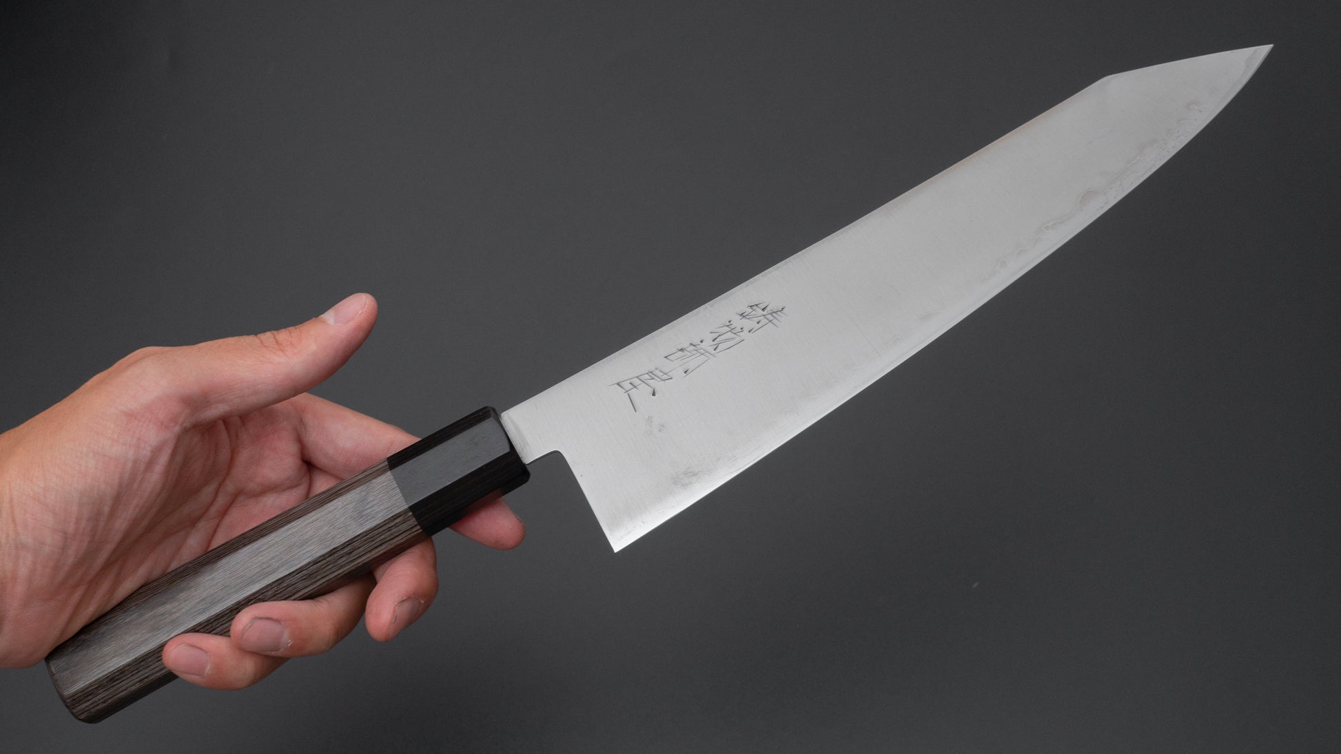 Hitohira Imojiya TH Blue Super Kiritsuke Gyuto 240mm Pakka Handle (Gray) - HITOHIRA