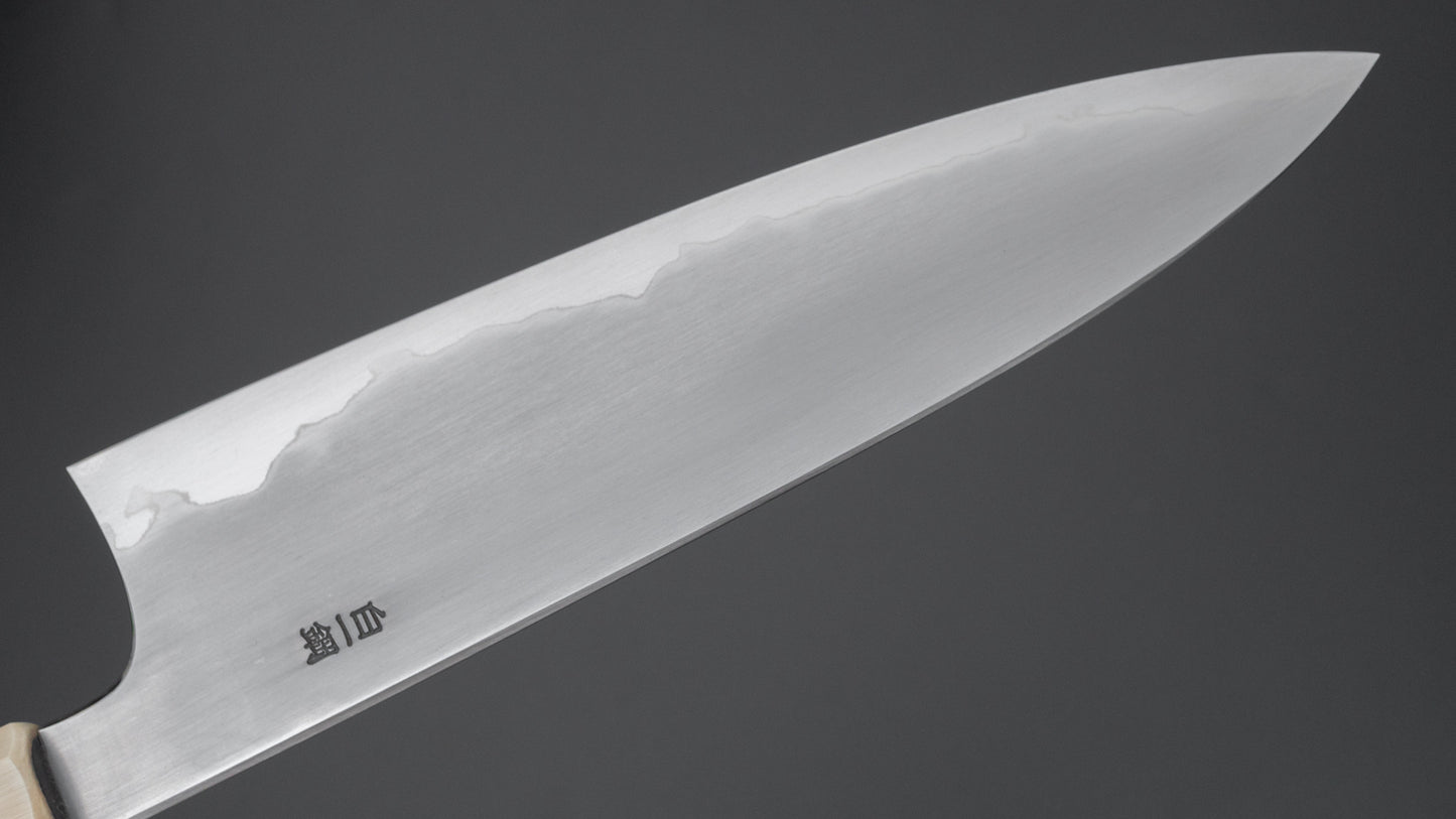 Hitohira Togashi White #1 Stainless Clad Kasumi Gyuto 210mm Ebony Handle - HITOHIRA