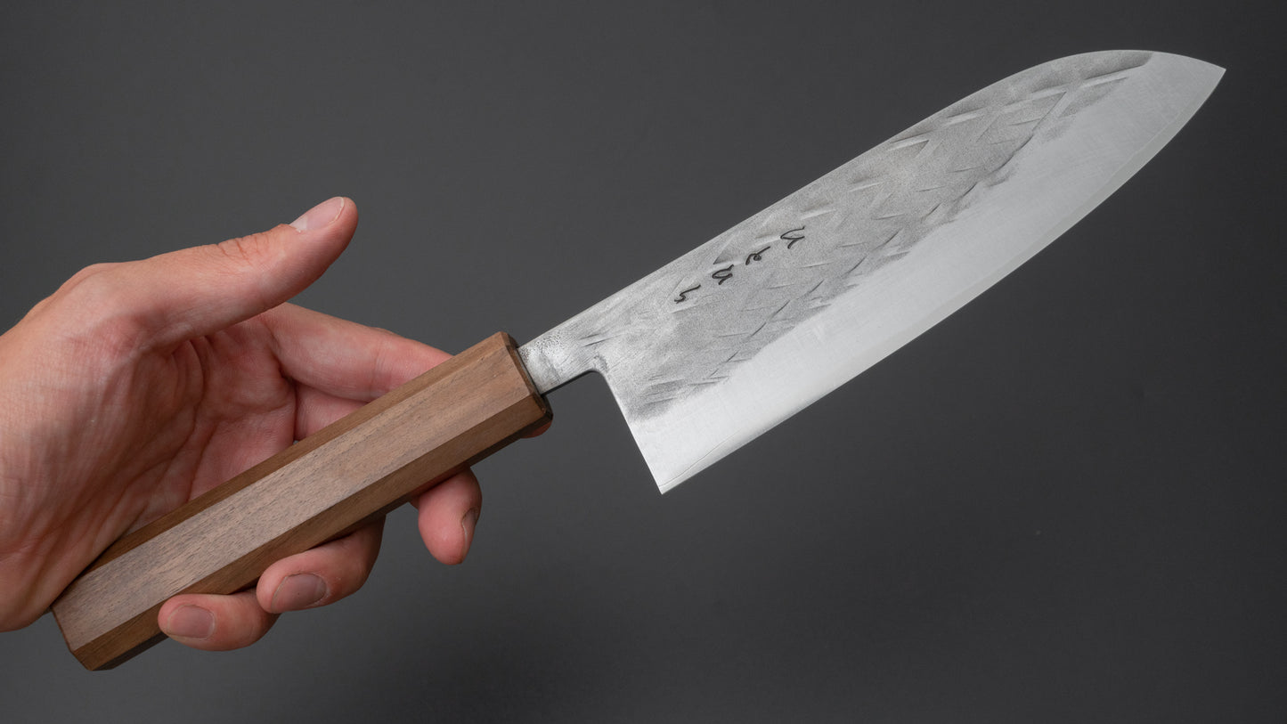 Hitohira TD SLD Tsuchime Santoku 165mm Walnut Handle (Mono) - HITOHIRA