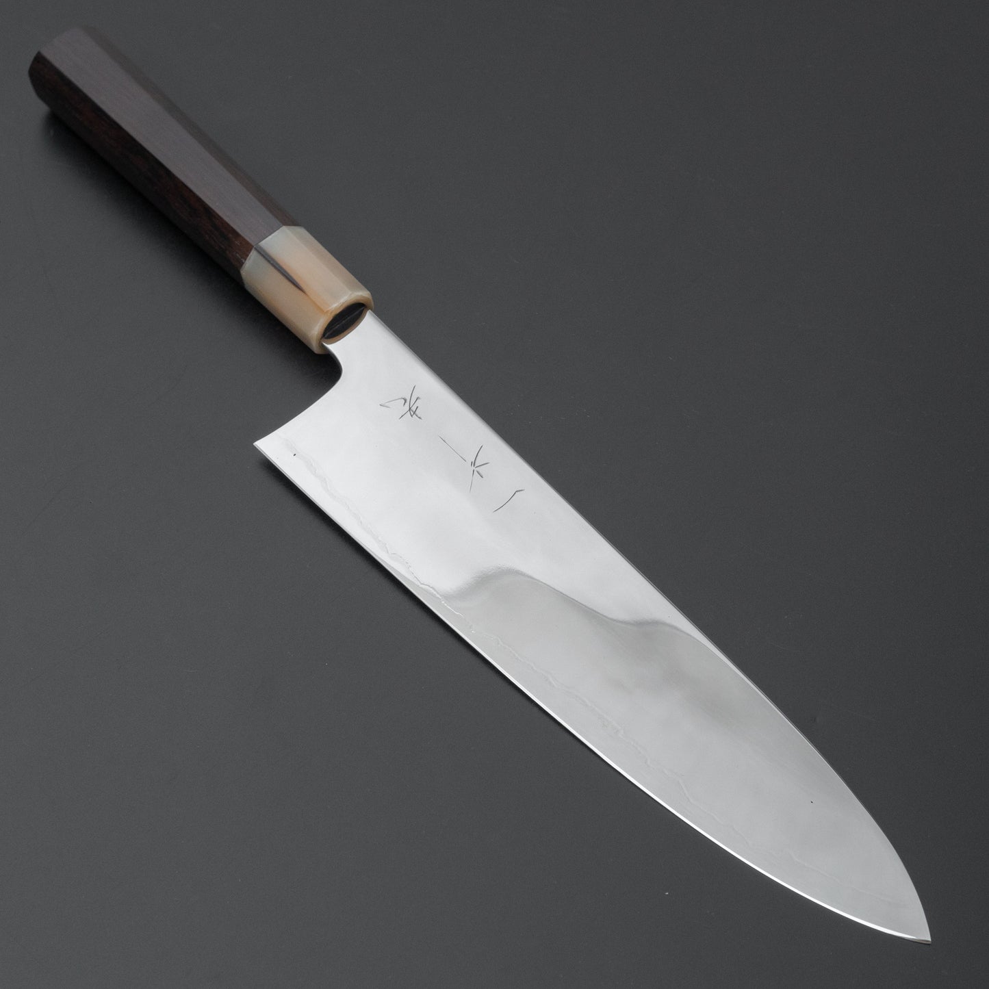 Hitohira Kikuchiyo Rou Silver #3 Fully Mirror Polished Gyuto 240mm Ebony Handle - HITOHIRA