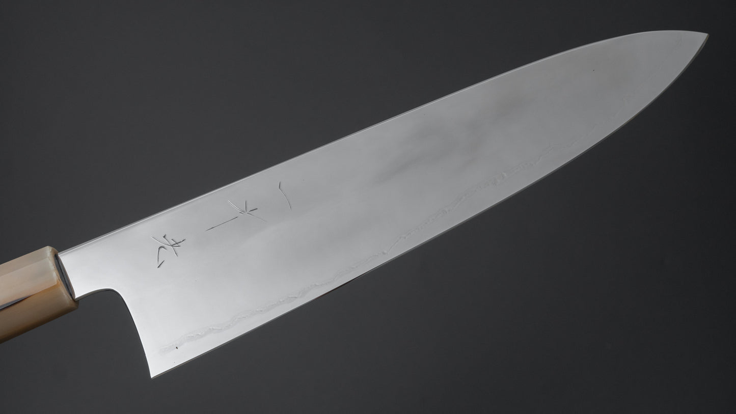 Hitohira Kikuchiyo Rou Silver #3 Fully Mirror Polished Gyuto 240mm Ebony Handle - HITOHIRA