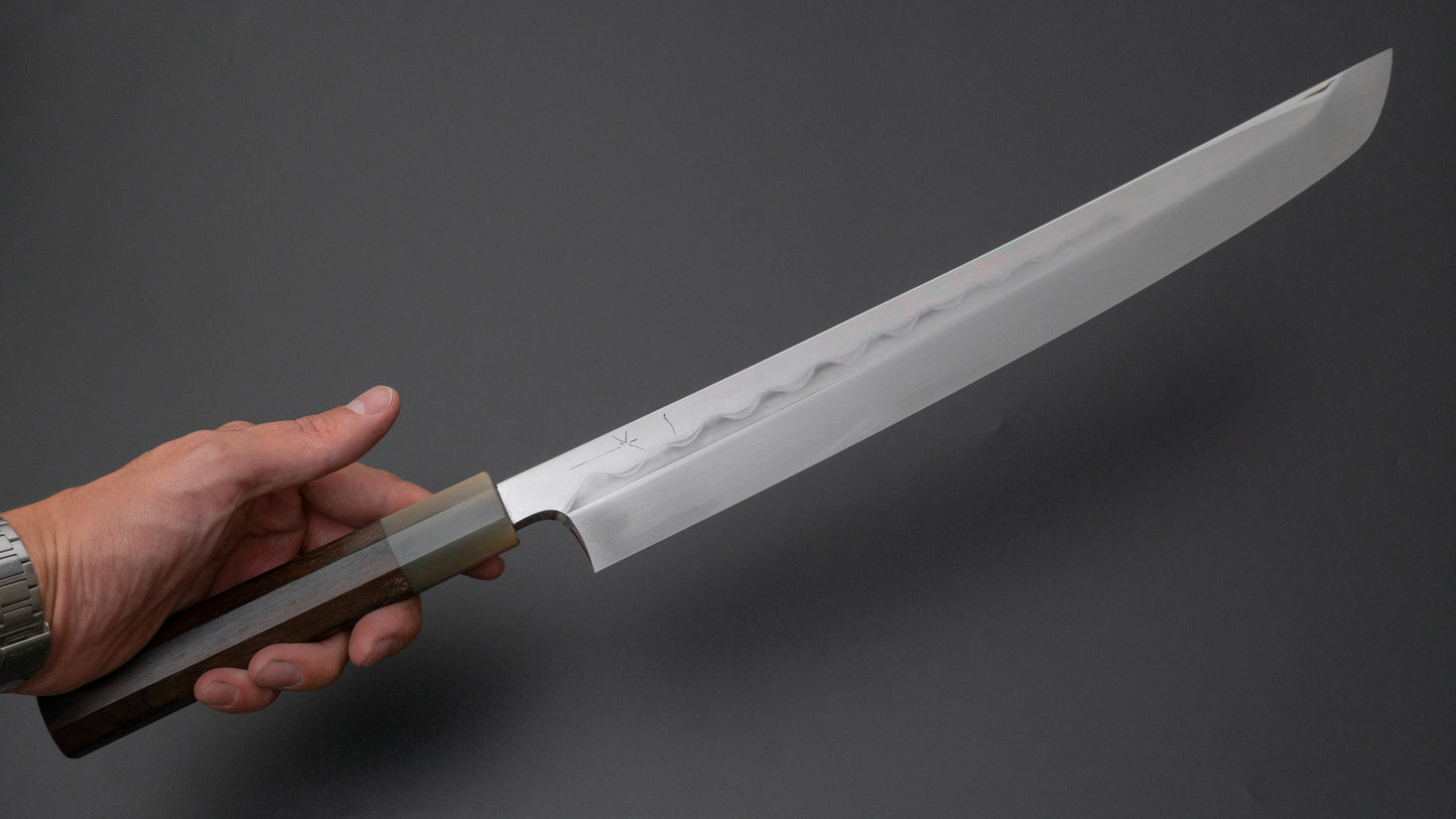 Hitohira Togashi White #1 Mizu Honyaki Yanagi Sakimaru 330mm Ziricote Handle (Saya) - HITOHIRA