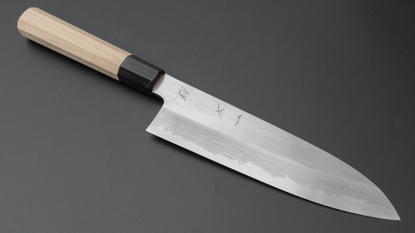 Hitohira Gorobei Ren White #2 Damascus Gyuto 210mm Ho Wood Handle - HITOHIRA