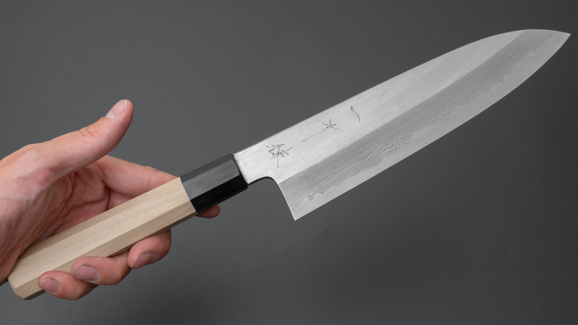 Hitohira Gorobei Ren White #2 Damascus Gyuto 210mm Ho Wood Handle - HITOHIRA