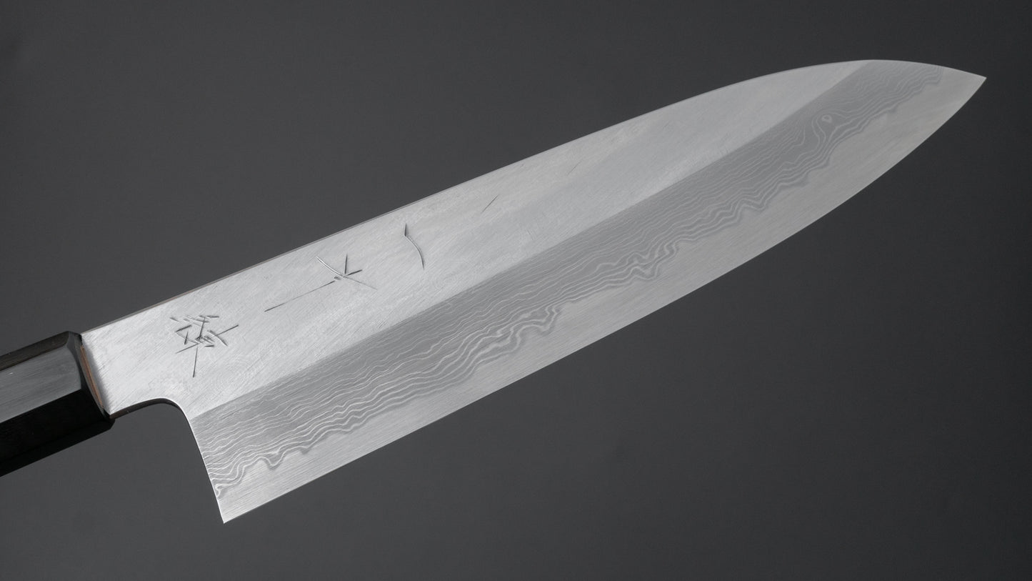 Hitohira Gorobei Ren White #2 Damascus Gyuto 210mm Ho Wood Handle - HITOHIRA