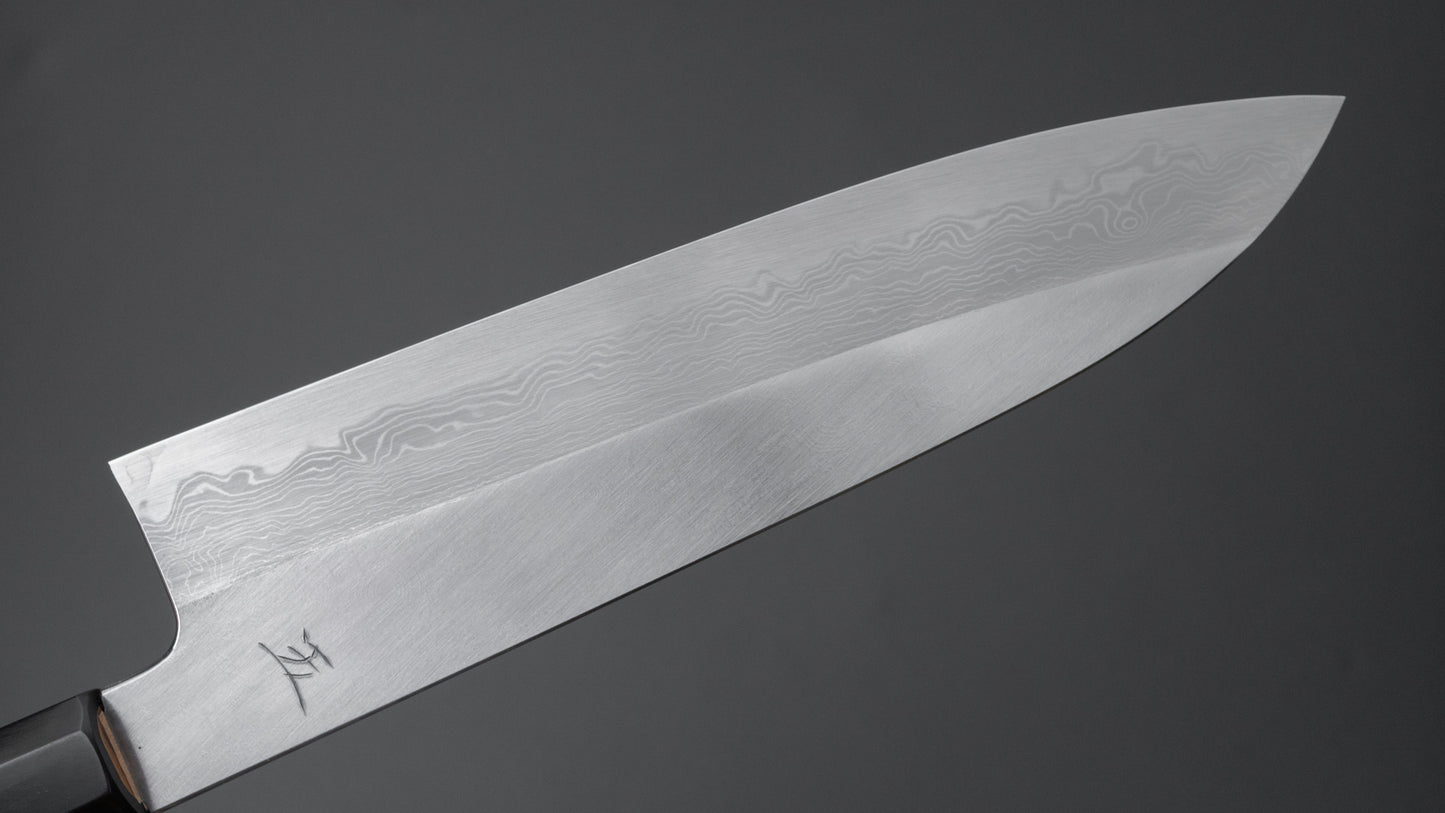 Hitohira Gorobei Ren White #2 Damascus Gyuto 210mm Ho Wood Handle - HITOHIRA