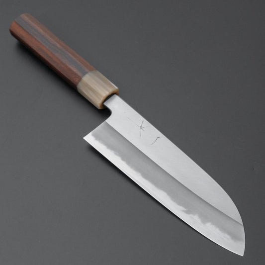 Hitohira Tanaka Kyuzo Blue #1 Migaki Santoku 180mm Taihei Makassar Ebony Handle - HITOHIRA