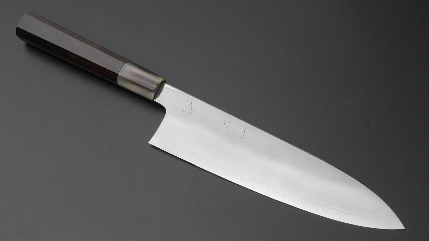 Hitohira Kikuchiyo Rou Silver #3 Fully Mirror Polished Gyuto 210mm Ebony Handle - HITOHIRA