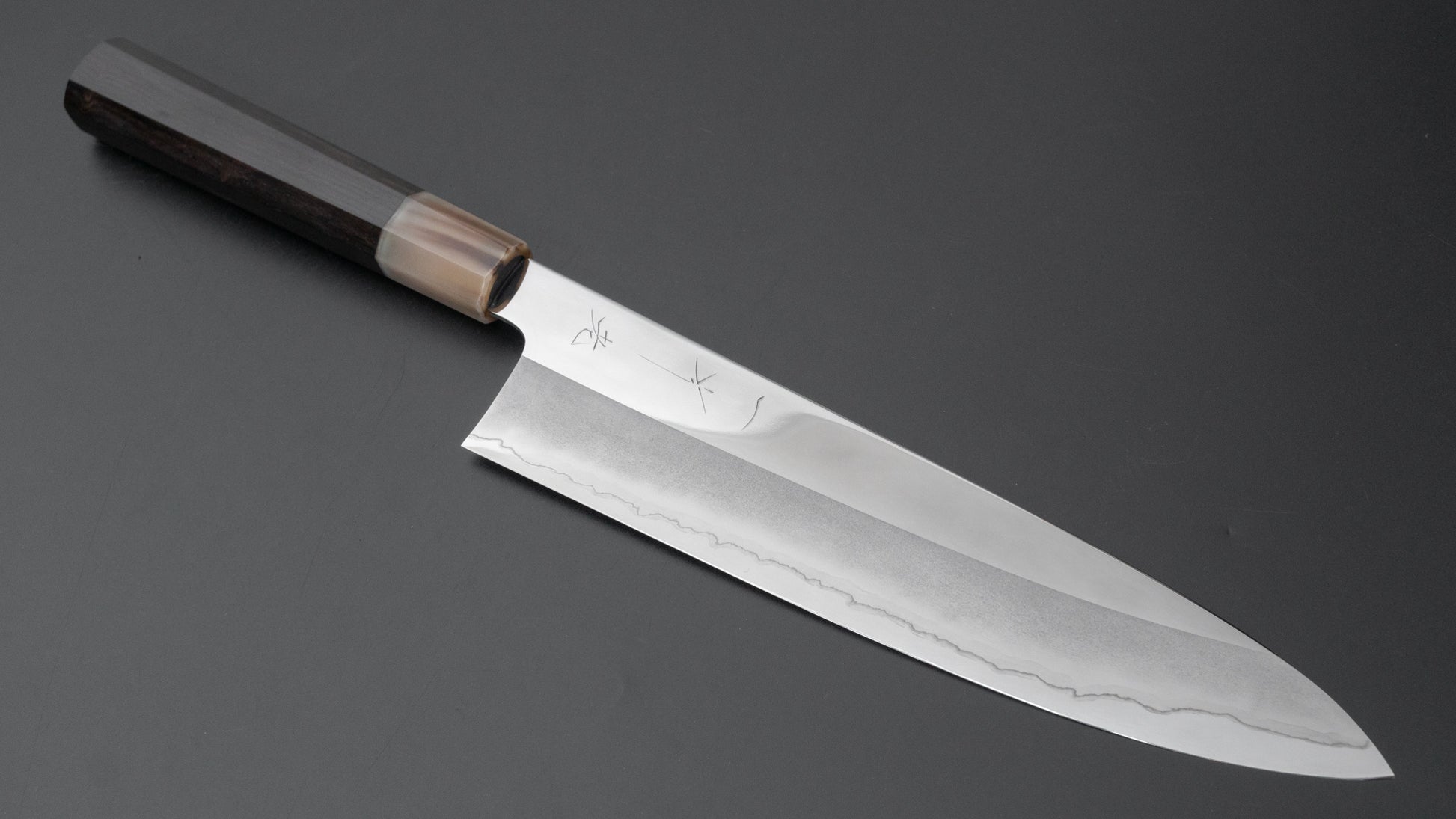 Hitohira Kikuchiyo Rou Silver #3 Mirror Polished Gyuto 240mm Ebony Handle - HITOHIRA