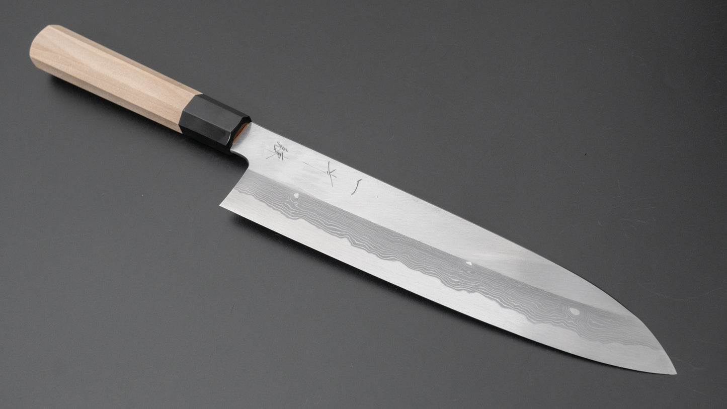 Hitohira Gorobei Ren White #2 Damascus Gyuto 240mm Ho Wood Handle - HITOHIRA