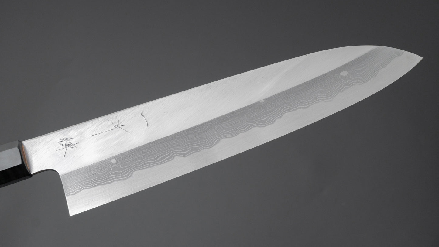 Hitohira Gorobei Ren White #2 Damascus Gyuto 240mm Ho Wood Handle - HITOHIRA