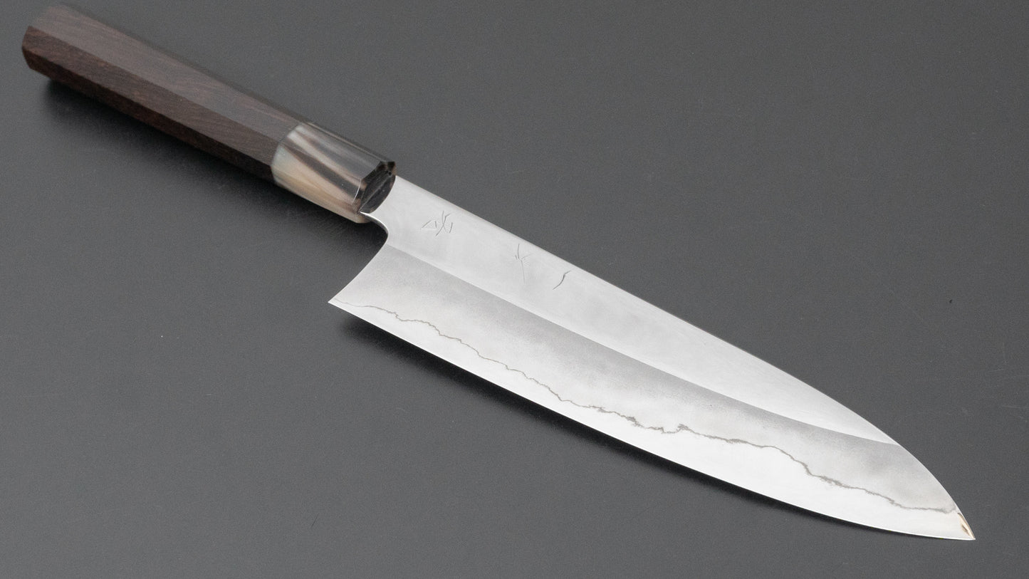 Hitohira Kikuchiyo Rou Silver #3 Mirror Polished Gyuto 210mm Ebony Handle - HITOHIRA