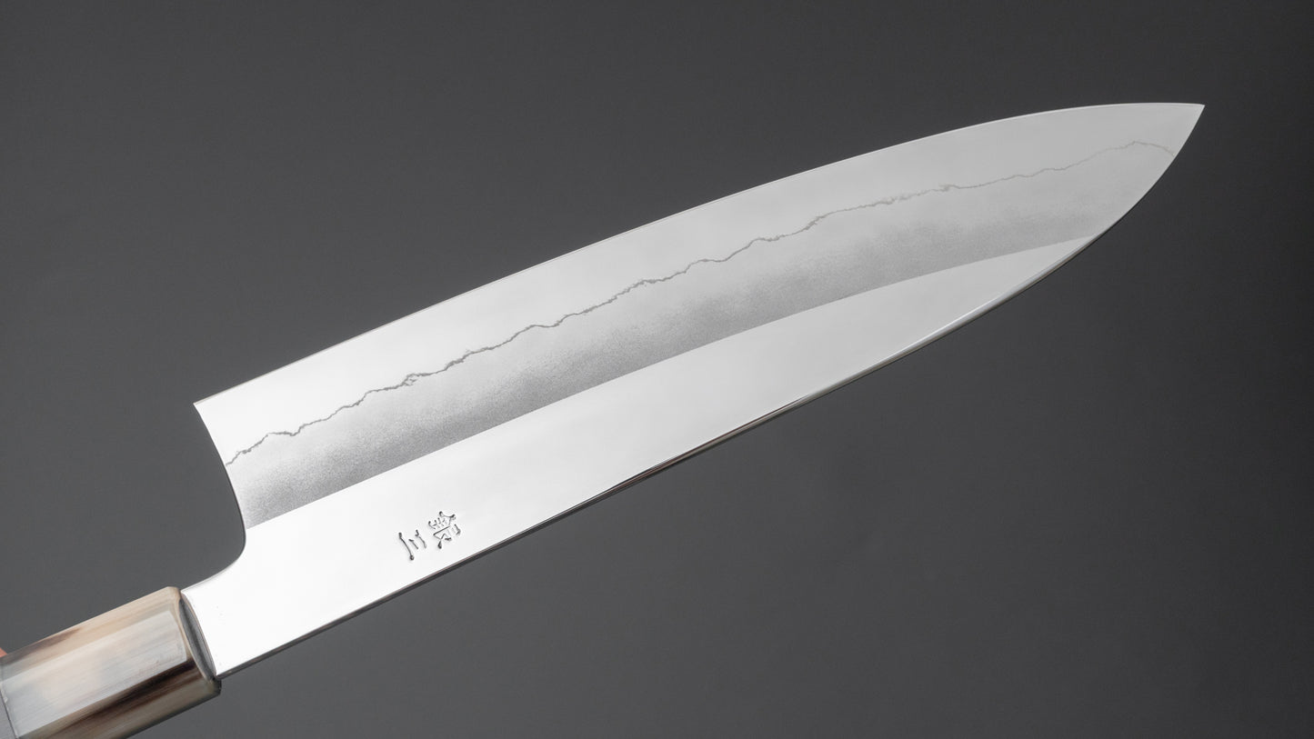 Hitohira Kikuchiyo Rou Silver #3 Mirror Polished Gyuto 210mm Ebony Handle - HITOHIRA