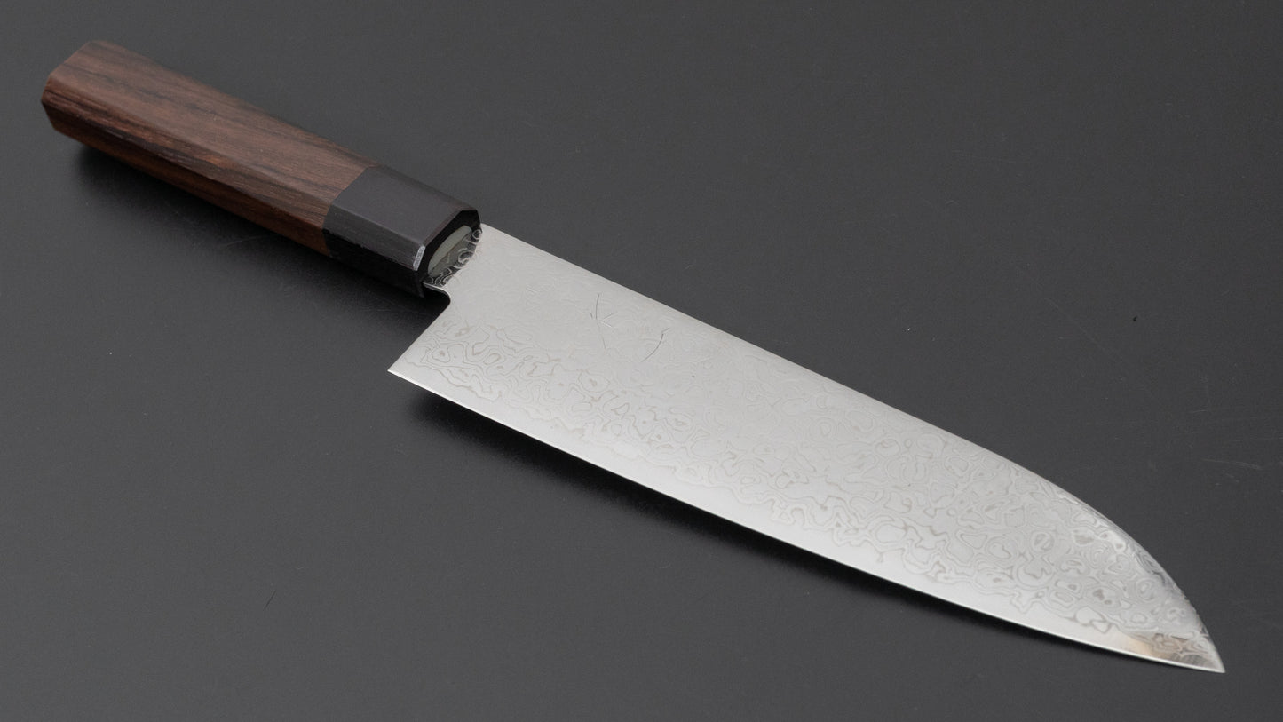 Hitohira HG Damascus Santoku Rosewood Handle (Original Handle) - HITOHIRA